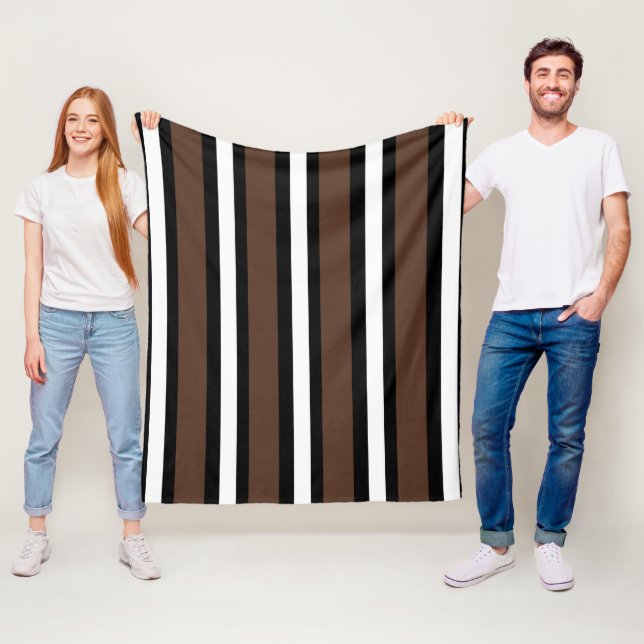 Brown, black and white stripes  fleece blanket (In Situ)