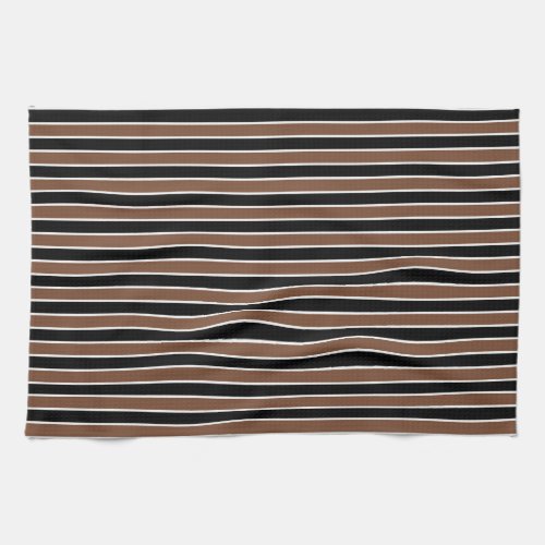Brown Black and White Stripes Kitchen Towel