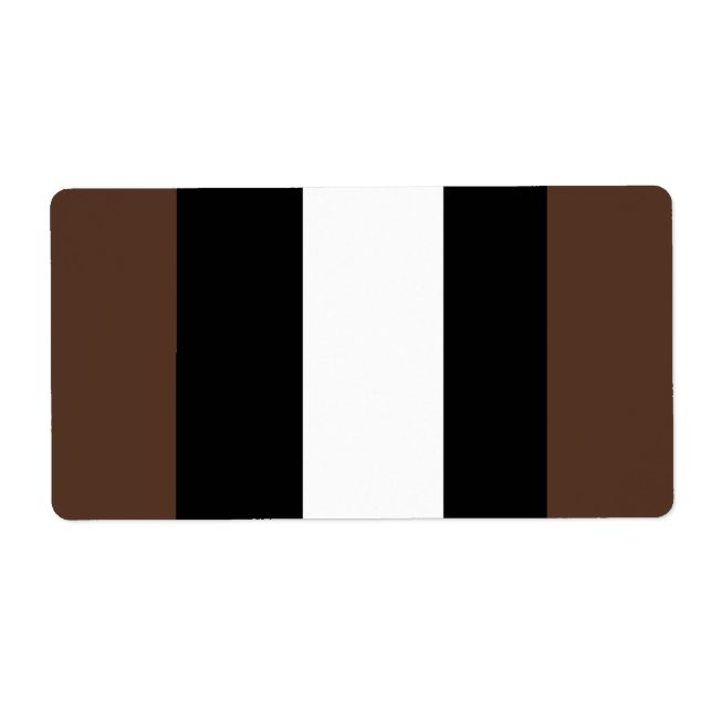 Brown, black and white stripes  label (Front)