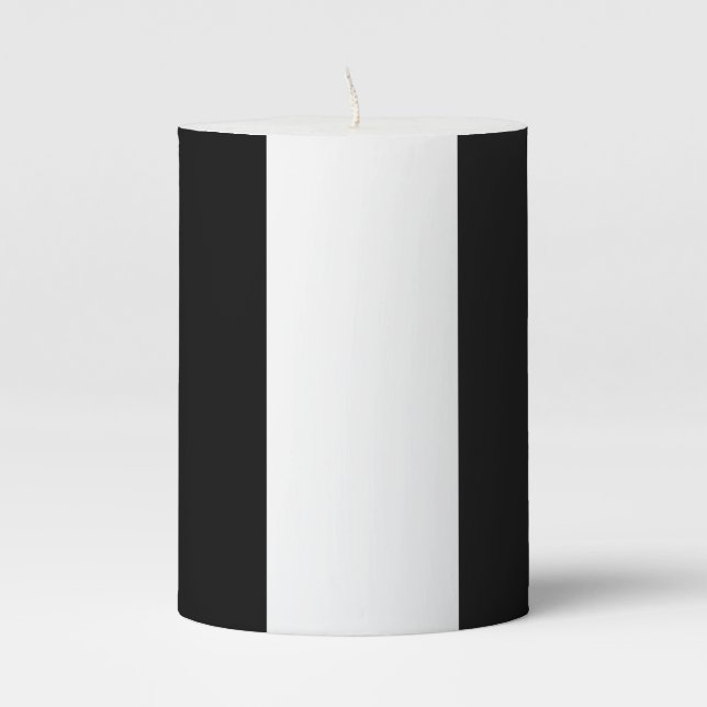 Brown, black and white stripes  pillar candle (Front)