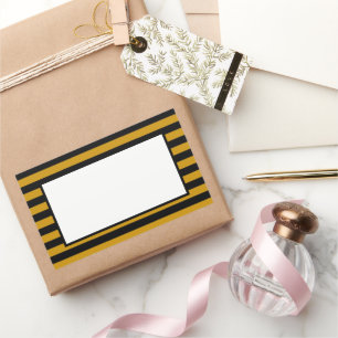 Brown, black and white stripes rectangular sticker