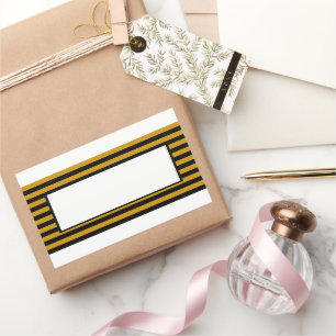 Brown, black and white stripes rectangular sticker