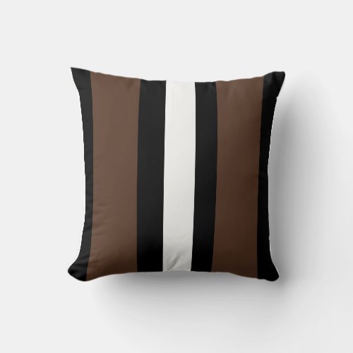 Brown black and white stripes  throw pillow
