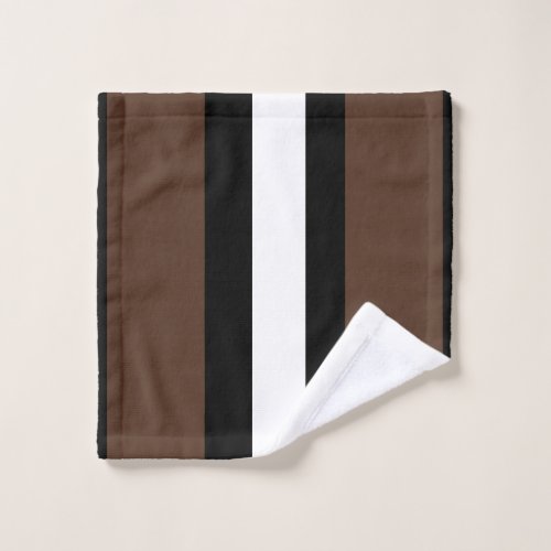 Brown black and white stripes  wash cloth
