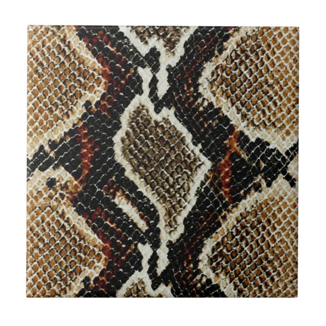 brown black beige animal print snake print ceramic tile (Front)