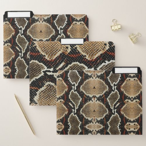 brown black beige animal print snake print file folder