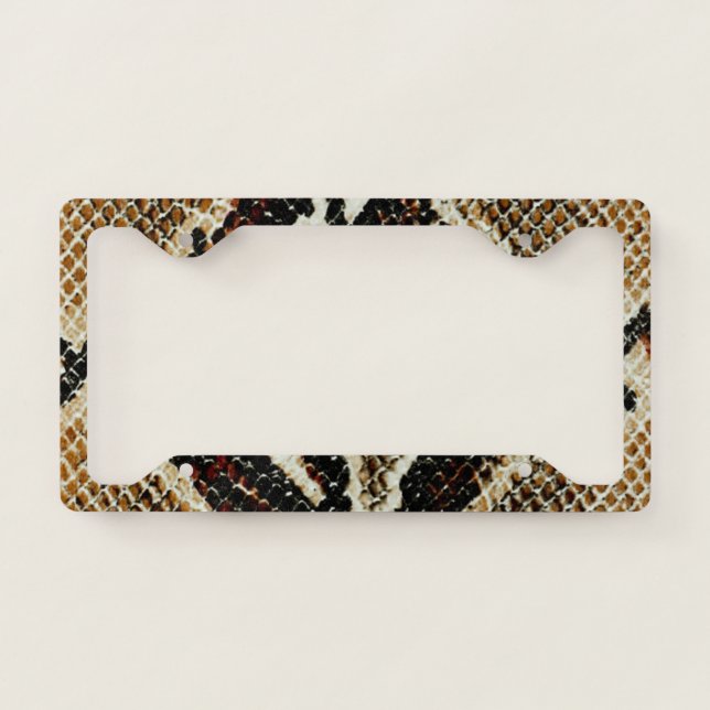 brown black beige animal print snake print license plate frame (Front)