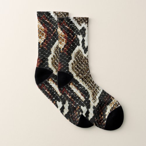 brown black beige animal print snake print socks