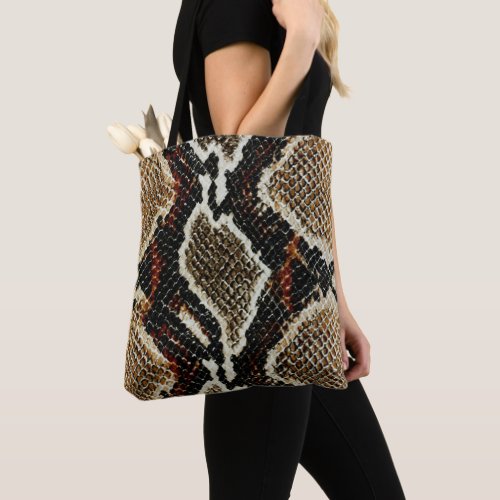 brown black beige animal print snake print tote bag