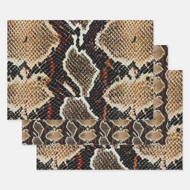 brown black beige animal print snake print wrapping paper sheets (Set)