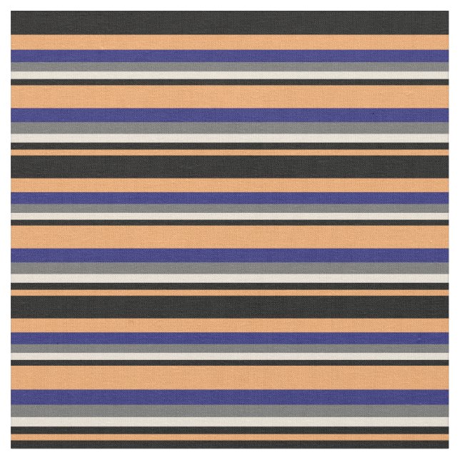 Brown, Black, Bisque, Dim Gray & Midnight Blue Fabric (Close Up)