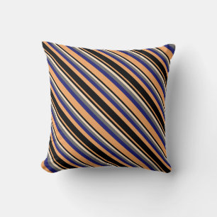 Brown, Black, Bisque, Dim Gray & Midnight Blue Throw Pillow