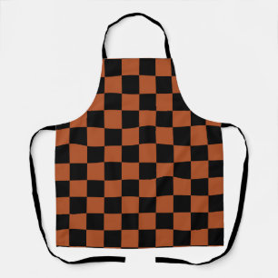 Brown Black Checkered Check Pattern Apron