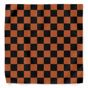 Brown Black Checkered Check Pattern Bandana