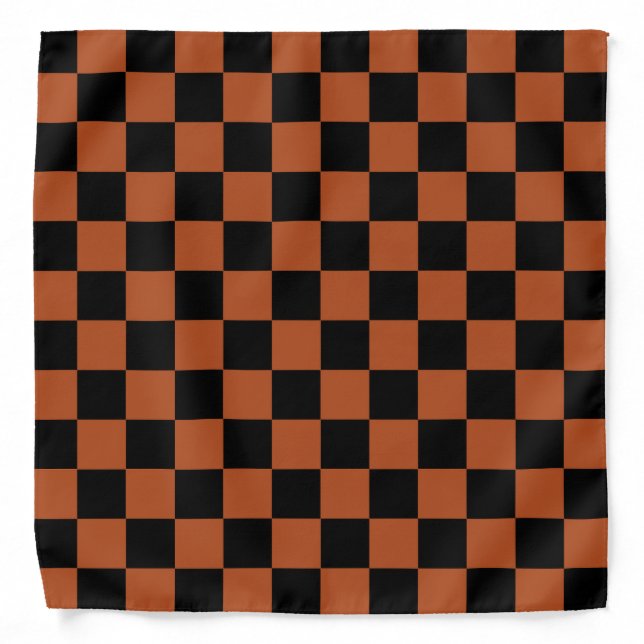 Brown Black Checkered Check Pattern Bandana (Front)