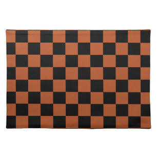 Brown Black Checkered Check Pattern Cloth Placemat