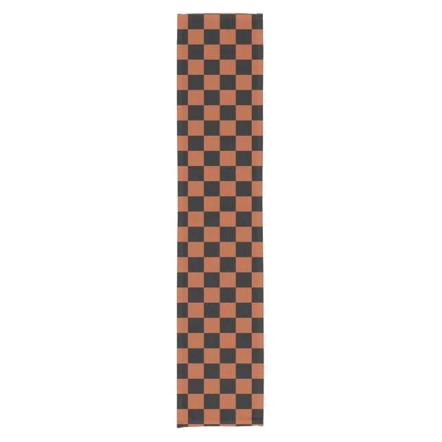 Brown Black Checkered Check Pattern Short Table Runner (Front)