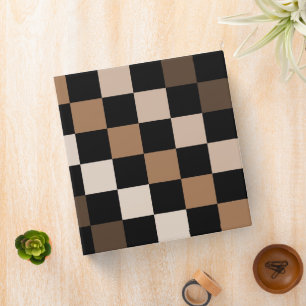 Brown Black Checkered Gingham Pattern 3 Ring Binder