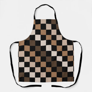 Brown Black Checkered Gingham Pattern Apron