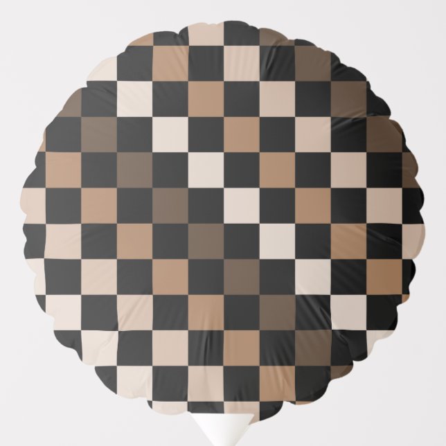 Brown Black Checkered Gingham Pattern Balloon (Front)