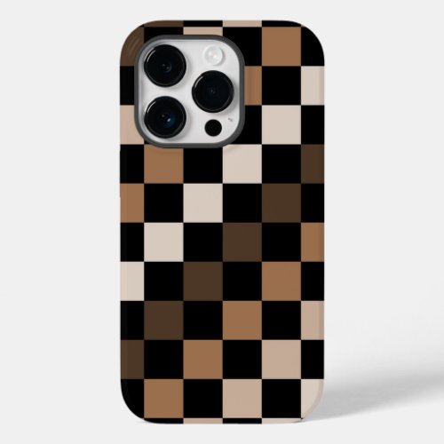 Brown Black Checkered Gingham Pattern Case_Mate iPhone 14 Pro Case