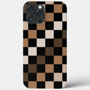 Brown Black Checkered Gingham Pattern iPhone 13 Pro Max Case