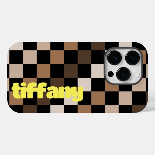 Brown Black Checkered Gingham Pattern Case-Mate iPhone Case (Back (Horizontal))