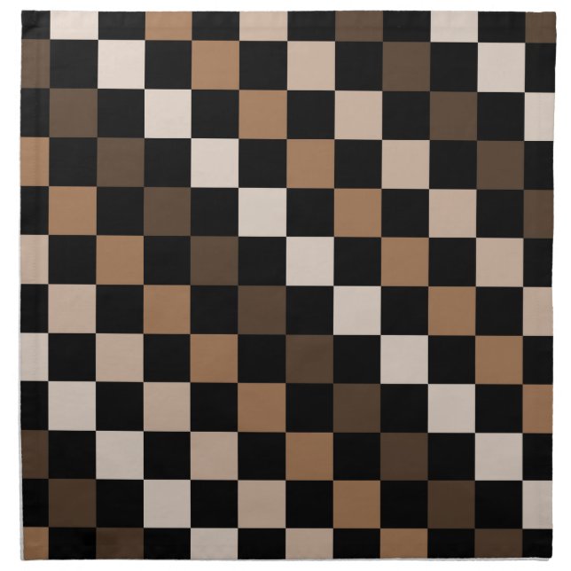 Brown Black Checkered Gingham Pattern Cloth Napkin (Front)