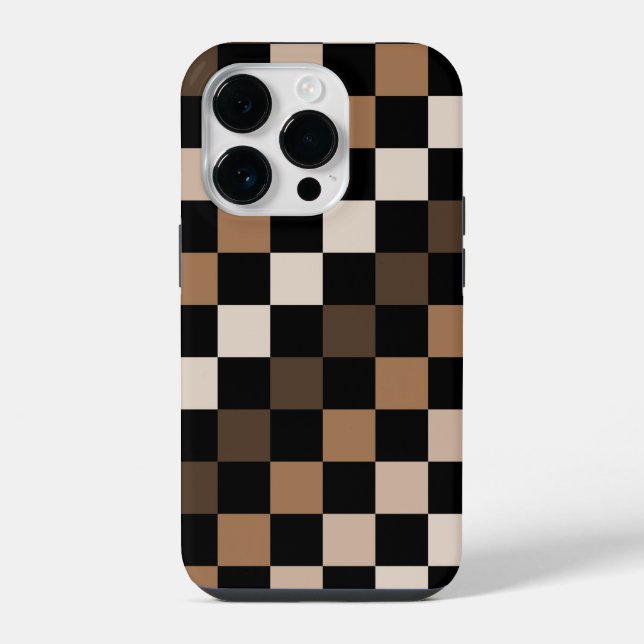 Brown Black Checkered Gingham Pattern Iphone Case (Back)