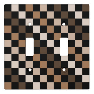 Brown Black Checkered Gingham Pattern Light Switch Cover