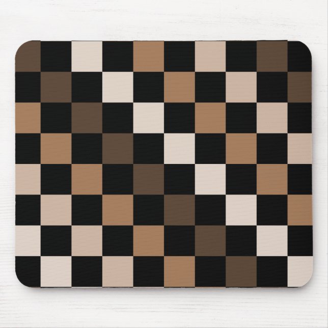 Brown Black Checkered Gingham Pattern Mouse Pad (Front)