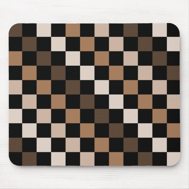 Brown Black Checkered Gingham Pattern Mouse Pad (Front)