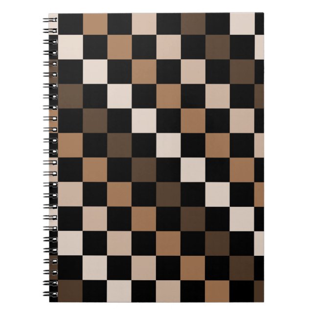 Brown Black Checkered Gingham Pattern Notebook (Front)