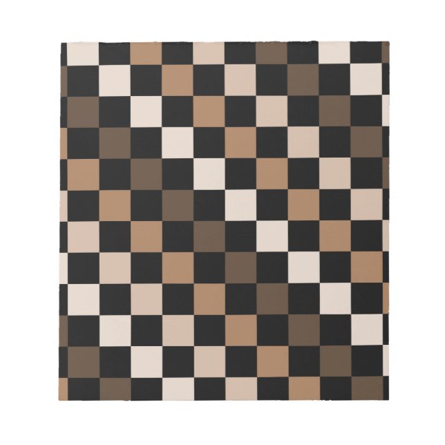 Brown Black Checkered Gingham Pattern Notepad (Front)