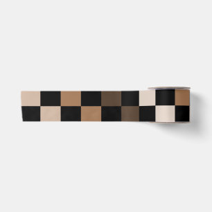 Brown Black Checkered Gingham Pattern Satin Ribbon