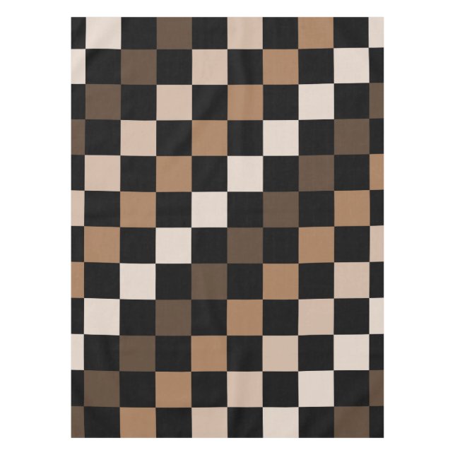 Brown Black Checkered Gingham Pattern Tablecloth (Front)