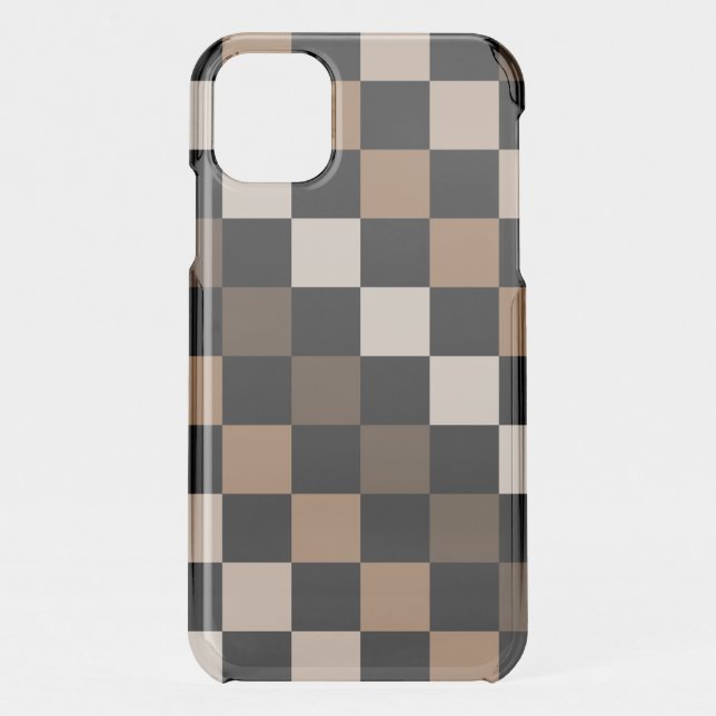 Brown Black Checkered Gingham Pattern Uncommon iPhone Case (Back)