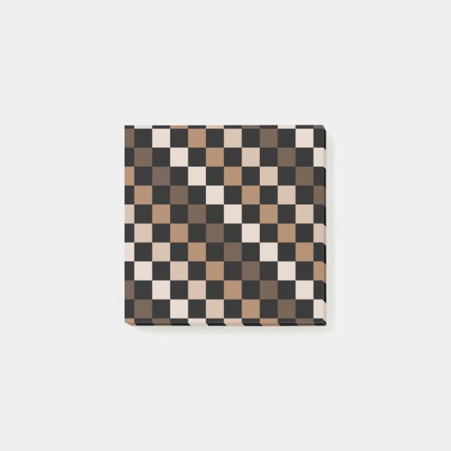 Brown Black Checkered Minimalist Retro  Post-it Notes (Front)