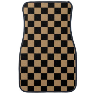 Brown black checkers car mat