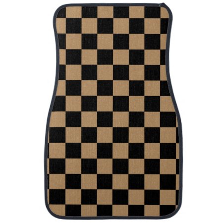 Brown Black Checkers Car Mat