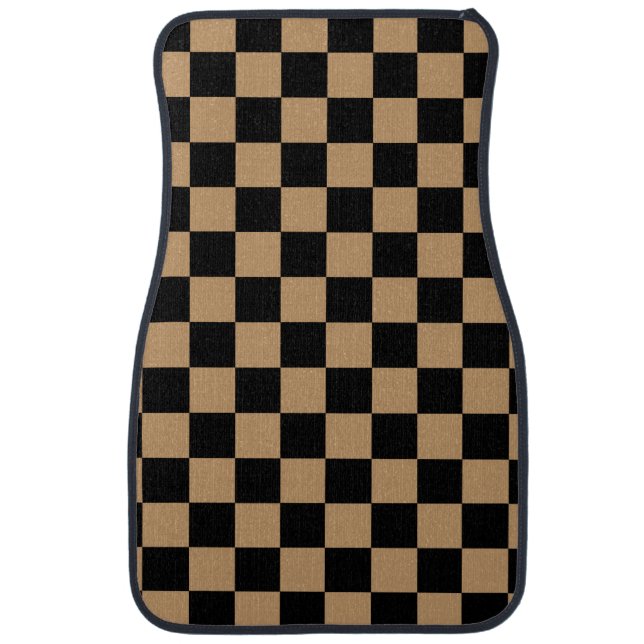 Brown black checkers car mat (Front)