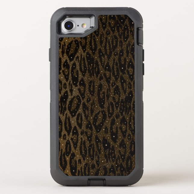 Brown Black Cheetah Stars Otterbox iPhone Case (Back)