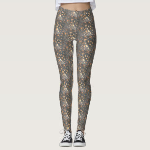 Brown Black Chicken Feathers Pattern Legging
