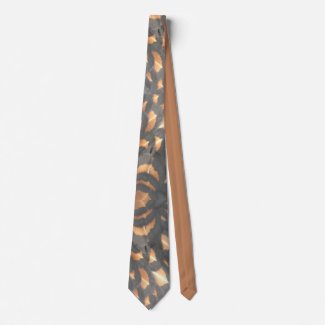 Brown Black Chicken Feathers Pattern Neck Tie