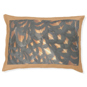 Brown Black Chicken Feathers Pattern Pet Bed