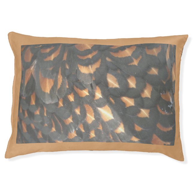 Brown Black Chicken Feathers Pattern Pet Bed (Front)