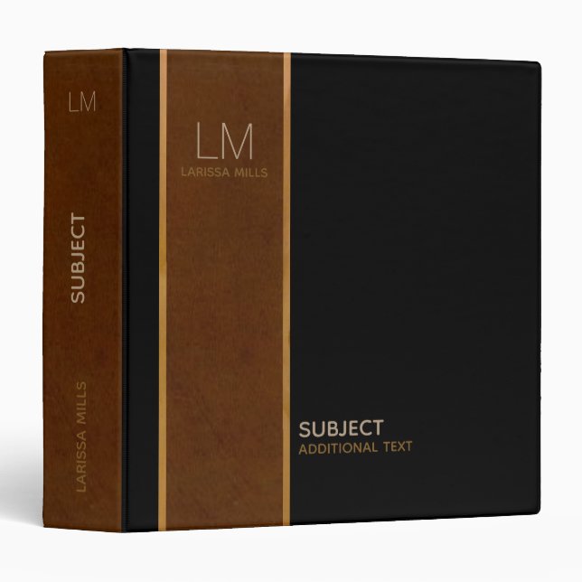 brown & black classy monogrammed binder (Front/Spine)