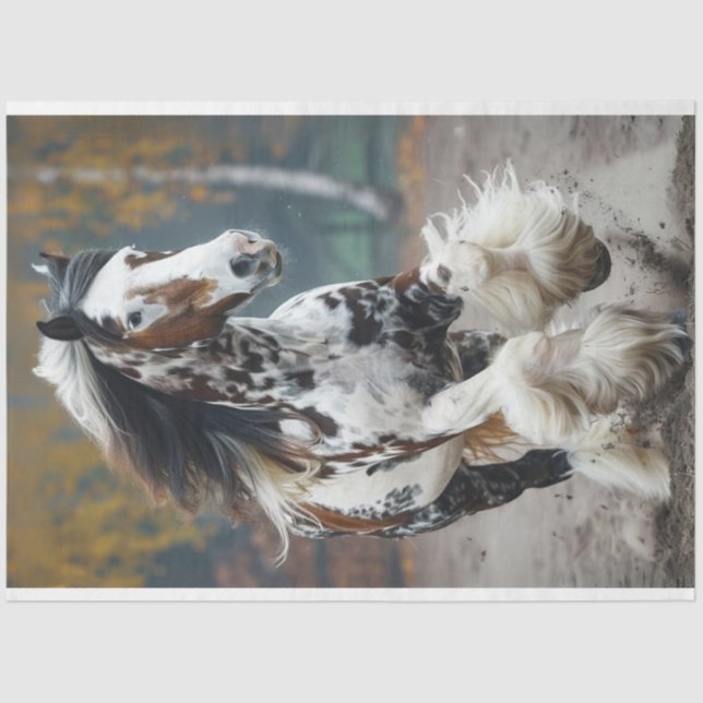 Brown Black Clydesdale Horse Decoupage  Tissue Paper (Front)