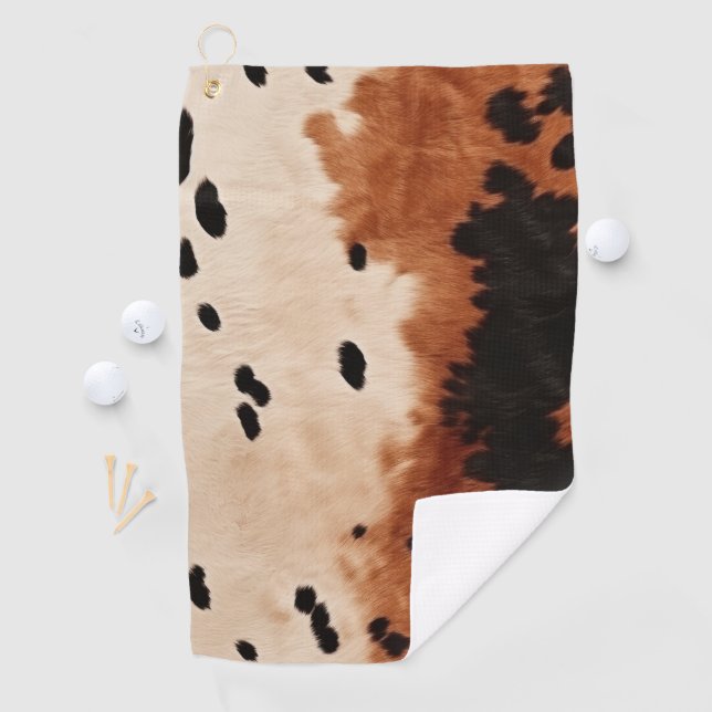 Brown Black Cream Cowhide Golf Towel (InSitu)
