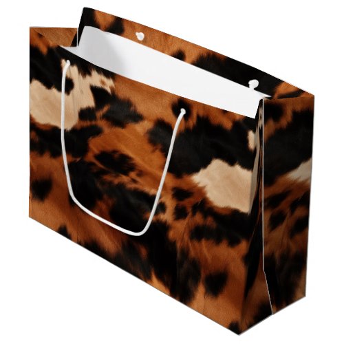 Brown Black Cream Cowhide Large Gift Bag